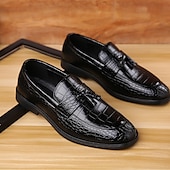 economico Semi-formale-mocassini da uomo in pelle stampata coccodrillo di lusso con dettaglio nappa - eleganti scarpe slip-on per abbigliamento formale e da lavoro