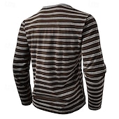 economico Maglietta casual Henley-Per uomo Maglietta con bottoni Maglietta Maglia Henley Camicia a Maniche Lunghe Manica Lunga Henley Primavera &amp; Autunno A righe Moda Designer Essenziale Bottoni Vacanza Streetwear Uscire Nero Bianco