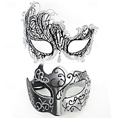 Roman Couples Mask Venetian Mask Adults Women's Metal Finish Sexy Costume Party Masquerade Halloween Carnival Mardi Gras Easy Carnival Costume 10