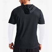 baratos Camisetas e Regatas de Corrida-Homens Camisetas Compressão Camisa Atlético camisa de ginástica Camisa Fitness 2 em 1 Manga Longa Moletom Casual Roupa Esportiva Outono Respirável Secagem Rápida Macio Treino de Ginástica Corrida