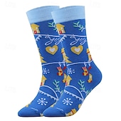 billiga herrstrumpor-Herr 5 par Multipack Socka Crew strumpor Vardagliga strumpor Julstrumpor Rubinrött Marinblå Färg Julgran Jul Dagligen Semester Medium Höst Vinter Mode Ledigt