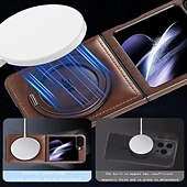 baratos Capa Samsung-telefone Capinha Para Samsung Galaxy Z Virar 6 Z Flip 5 Z Flip 4 Z Flip 3 Capa traseira Com Suporte Suporte para carregamento sem fio Antichoque Retro TPU Couro PU