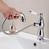 abordables Robinets de lavabo-Robinet lavabo - Rétractable Plaqué Set de centre Mitigeur un trouBath Taps