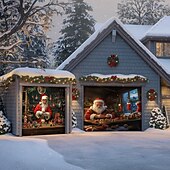 tanie Osłony drzwi garażowych na Boże Narodzenie-Boże Narodzenie na zewnątrz garaż drzwi pokrywa xmas baner święty mikołaj centrum handlowe duże tło świąteczne dekoracja na święta zewnętrzne garaż drzwi dekoracje ścienne domu