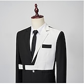 abordables Blazer-Veste blazer pour hommes mode soirée décontractée patchwork blanche/verte noire/blanche noire/verte ajustée à bouton simple