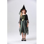 levne Dětské kostýmy-Čerodějnice Valpuržina noc Šaty Cosplay kostým Dětské Dívčí cosplay Výkon Párty předvečer Všech svatých Karneval Plesová maškaráda Mardi Gras Jednoduchý karnevalový kostým