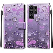 Недорогие Чехлы для Samsung-телефон Кейс для Назначение S24 Ultra S24 Plus S24 А55 А35 А25 А15 5Г S25 Ультра Кейс на заднюю панель со стендом с ремешком на запястье Разъем для карты Ретро ТПУ Кожа PU