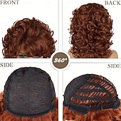 cheap Historical Wigs-Easy-Style Heatproof Synthetic Wig - Bob with Bangs Lush Curls Perfect for Daily Wear &amp; Special Occasions Natural Look