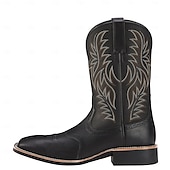levne Cowboy &amp; Western Boots-pánské dvoubarevné westernové kovbojské boty z umělé kůže – klasický vyšívaný design, odolná konstrukce, perfektní na ježdění, outdoor a běžné nošení