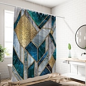 baratos Cortinas de Banho-Cortina de Chuveiro com Ganchos 180cm*180cm(70&quot;*70&quot;) Poliéster Lavável à Prova d&#039;Água com Padrão para Decoração de Banheira de Banheiro Mármore Abstrato