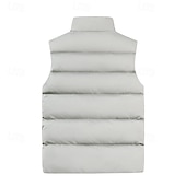 economico Gilet-Per uomo Gilet imbottito Quotidiano Casual Autunno &amp; Inverno Tasca con cerniera Poliestere Confortevole Semplice Cerniera Collo alla coreana Vestibilità regolare Nero Borgogna Cachi Blu scuro Gilet