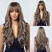 voordelige Synthetische trendy pruiken-Synthetische pruiken Uniformen carrière Kostuums Prinses Gekruld Golvend Middelste stuk Gelaagd kapsel Met pony Machinegemaakt Pruik 66.0 cm sepia Synthetisch haar Dames Cosplay Feest Modieus Bruin