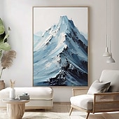 abordables Peintures paysages-peinture enneigée bleue et blanche peinture de montagne faite à la main œuvre d&#039;art texturée épaisse peinture à l&#039;huile couteau à palette peint à la main peinture de montagne peintures à l&#039;huile 3D