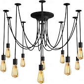 economico Luci a sospensione-lampada a sospensione a led bianco caldo 6/10/14 teste retro edison multi regolabile fai da te luce ragno soffitto moderno chic industriale per soggiorno camera da letto 110-240v