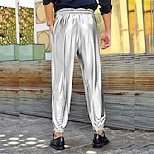 economico pantaloni casual-Per uomo Pareggiatore Pantaloni Pantaloni casual Tasche A cordoncino Vita elastica Liscio Comfort Palco Da mare Di tendenza Informale Argento Nero Media elasticità