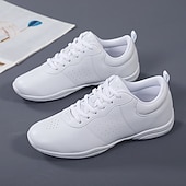 preiswerte Tanz-Sneaker-Tanz-Sneakers aus weißem Kunstleder für Damen, Herren und Kinder, leichte Schnürschuhe mit rutschfester Sohle, perfekt für Jazz, Hip-Hop und Gesellschaftstanz