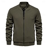 abordables chaqueta deportiva-Hombre Chaqueta tipo gofre Chaqueta casual Casual Diario Sexy Primavera &amp; Otoño Color sólido/liso Casual Cuello Mao Regular Albaricoque Negro Verde Claro Caqui Verde Ejército Chaquetas