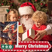 cheap Advent Calendar-Christmas Advent Calendar Ornaments,2D Acrylic Cute Dragon Baby 24pcs Christmas Ornament Kit Gift 24 Days Countdown Mini Hanging Tree Xmas Ornaments for Christmas Party Decorations