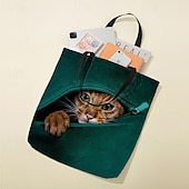 billiga Hand- och toteväskor-tygpåse med söt kattungetryck för kvinnor - hållbar shoppingväska i canvas med 3d-kattdesign för kattälskare och dagligt bruk