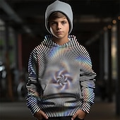 billiga Pojkens 3D Vision &amp; Geometri-Pojkar 3D Grafisk Geometrisk Huvtröja Långärmad Vår Höst Mode Streetwear Barn 4-12 år Huva Utomhus Ledigt Dagligen Normal