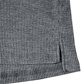 cheap Waffle Knit Tee-Men&#039;s Waffle Shirt T Shirt Tee Top Long Sleeve Shirt Long Sleeve Crew Neck Spring &amp;  Fall Plain Fashion Designer Basic Knitted Vacation Street Going out Dark Brown Dark Grey Black Top Tee for Men