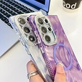 お買い得  サムスン用ケース-電話 ケース 用途 S24 Ultra S24 Plus S24 S24 FE S23 Ultra A55 A35 A25 A15 5G A54 S25ウルトラ バックカバー 磁石バックル ワイヤレス充電をサポート リストストラップ付き レトロ風 仕上げ