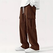 cheap Cargo Pants-Men&#039;s Cargo Pants Corduroy Pants Trousers Straight Leg Sweatpants Elastic Waist Drawstring Multi Pocket Plain Wearable Outdoor Daily Camping &amp; Hiking Fashion Classic Black Army Green