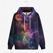 cheap 3D Pattern-Men's Graphic Galaxy Star Print Hoodie Hoodies Sweatshirt Vacation Daily Classic Casual Long Sleeve Hooded Vacation Sports Outdoor Going out Streetwear Black Printing Winter Spring &amp;  Fall Designer S