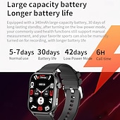 זול צמידים חכמים-696 KR86 שעון חכם 1.95 אִינְטשׁ צמיד חכם שעון חכם Blootooth מד צעדים מזכיר שיחות מוניטור קצב לב מותאם ל אנדרואיד iOS נשים גברים שיחות ללא מגע יד מזכיר הודעות IPX-0 37.5 מ&quot;מ שעון