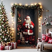 baratos Capas para portas de Natal-decorações de porta de natal capas de porta natal papai noel em pé porta tapeçaria cortina de porta decoração pano de fundo porta banner para porta da frente fazenda festa de fim de ano decoração