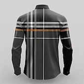 cheap Men&#039;s Dress Shirts-Men&#039;s Dress Shirt Button Up Shirt Geometric Pattern Business Daily Black Long Sleeve Shirt Collar Fall Winter Clothing Apparel Button Up