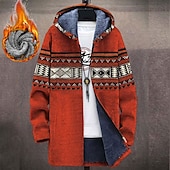 cheap Men&#039;s Print Fleece Jackets-Men&#039;s Abstract Graphic Prints Geometry Winter Coat Fleece Jacket Coat Warm Breathable Comfortable Fashion Streetwear Sport Sports &amp; Outdoor Daily Wear Going out Zipper Pocket Print Fall &amp; Winter