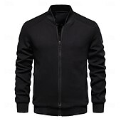 abordables chaqueta deportiva-Hombre Chaqueta tipo gofre Chaqueta casual Casual Diario Sexy Primavera &amp; Otoño Color sólido/liso Casual Cuello Mao Regular Albaricoque Negro Verde Claro Caqui Verde Ejército Chaquetas