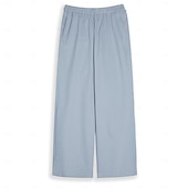abordables Ensembles-Ensembles en coton et lin pour femmes, ensembles deux pièces, couleur unie, mode, col rond, rue, quotidien, 2 pièces, blanc, bleu, kaki, gris, printemps et automne