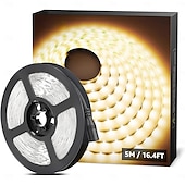 abordables Bandes lumineuses à brancher-Bande lumineuse LED 12 V DC 5,5 x 2,1 mm, connecteur SMD 2835, 16,6 pi, 5 mètres, ruban lumineux adapté à la maison, à la cuisine, aux fêtes, à Noël, etc. (sans adaptateur secteur)