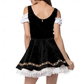 abordables Femmes-grande taille costume d'oktoberfest robe de bière dirndl trachtenkleider tenues de femme de chambre allemand munich wiesn femmes style traditionnel chemise en tissu tablier