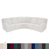 abordables Silla reclinable y con alas-Fundas para sofá reclinable seccional en forma de L, fundas para sofá de esquina, fundas elásticas de terciopelo para sofá reclinable, lavables (el sofá de esquina de 5 plazas incluye 4 fundas para