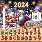 cheap Tree Accessories-Christmas Advent Calendar Ornaments,2D Acrylic Cute Chicken Baby 24pcs Christmas Ornament Kit Gift 24 Days Countdown Mini Hanging Tree Xmas Ornaments for Christmas Party Decorations