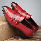 Χαμηλού Κόστους Ημιεπίσημο-ανδρικά loafers από ψεύτικο δέρμα με σχέδιο κροκόδειλου με λεπτομέρεια με διπλή αγκράφα - κομψά παπούτσια για επίσημες περιστάσεις και επαγγελματικές συναντήσεις