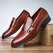 Χαμηλού Κόστους Ημιεπίσημο-ανδρικά loafers από ψεύτικο δέρμα με σχέδιο κροκόδειλου με λεπτομέρεια με διπλή αγκράφα - κομψά παπούτσια για επίσημες περιστάσεις και επαγγελματικές συναντήσεις