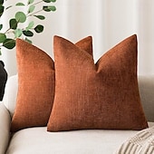 baratos Textured lance travesseiros-capas de almofadas decorativas de textura macia capa de almofada sólida com acento quadrado capa de almofada aconchegante de fazenda com zíper para sofá-cama sala de estar laranja queimado