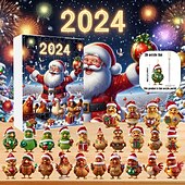 cheap Tree Accessories-Christmas Advent Calendar Ornaments,2D Acrylic Cute Chicken Baby 24pcs Christmas Ornament Kit Gift 24 Days Countdown Mini Hanging Tree Xmas Ornaments for Christmas Party Decorations
