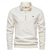 economico Felpe di base-felpe con collo finto e cerniera a un quarto da uomo, casual, sociali, tascabili, leggere, con collo alto, per uomo