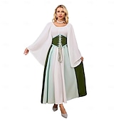 levne Šaty-Retro Středověké Renesanční Šaty Šaty inspirované Regency Ren Faire Elf Viking Elfí Dámské Keltské Pirát Fantazie předvečer Všech svatých Karneval Plesová maškaráda Párty LARP Ren Faire Dospělé Šaty