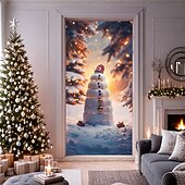 levne Vánoční kryty dveří-vánoční ozdoby na dveře kryty dveří sněhulák dům dveře gobelín dveřní záclona dekorace pozadí banner dveří pro přední dveře statek vánoční dovolená party dekorační potřeby dárek vnitřní / venkovní