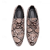 baratos Semi-formal-sapatos sociais masculinos com cadarço e estampa de cobra - sapatos oxford formais com padrão exótico para festas e eventos