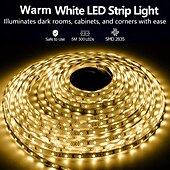 voordelige Stekkerstripverlichting-witte led-lichtstrip 2x16 ft warm licht wit licht rood blauw groen witte stripverlichting 600 led 2835 flexibele lintverlichting 12v touwlicht geschikt voor keukenkast slaapkamer kledingkast