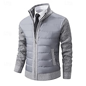 cheap Men&#039;s Cardigan Sweater-Men&#039;s Cardigan Sweater Dress Sweater Zip Sweater Sweater Jacket Fleece Sweater Ribbed Knit Stand Collar Clothing Apparel Winter Red Navy Blue S M L