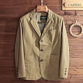 cheap Men&#039;s Classic Blazers-Men&#039;s Blazer Business Cocktail Party Wedding Party Fashion Casual Spring &amp;  Fall Polyester Plain Button Pocket Comfortable Single Breasted Blazer Black khaki Army Green