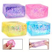 preiswerte Artikel zum Stressabbau-4 Aurora-Malzgummi-Eiswürfel – entspannendes Squishy-Spielzeug für Kinder &amp;Erwachsene, langsame Rückfederung der Tofutextur